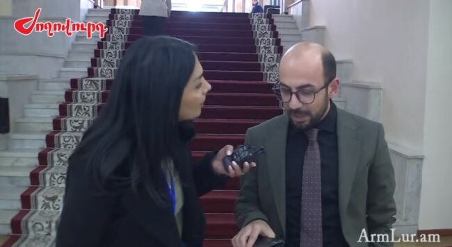 Armenia -- Journalist Knar Manukyan interviews MP Artur Hovhannisyan, Yerevan, 19Dec2023