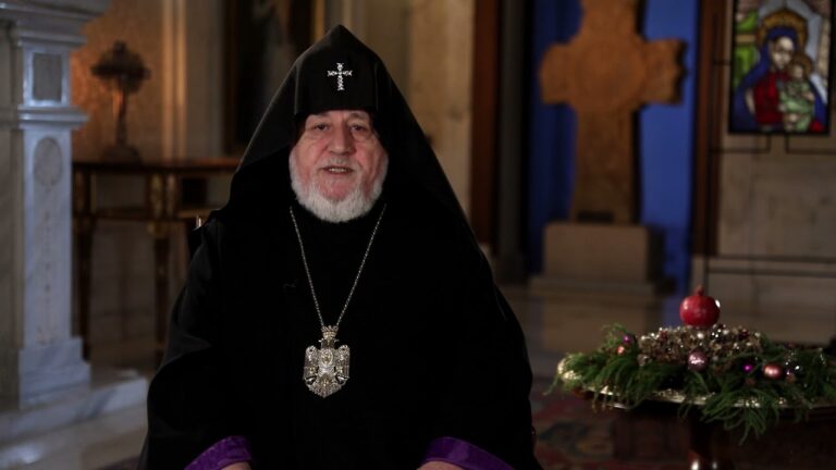 Armenia -- Screenshot from the New Year Blessing by Garegin B Catholicos, Yerevan, 31Dec2023
