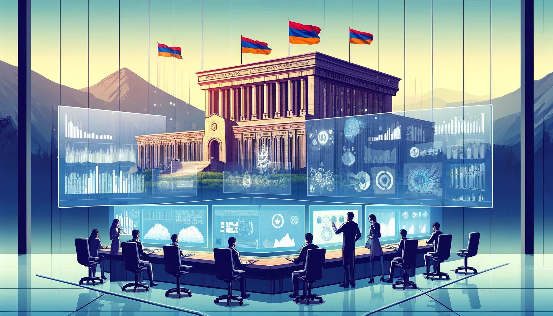 Armenia -- AI Generated illustration for the blog-post on Data Management by the Armenian State Bodies, Yerevan, 03Apr2024